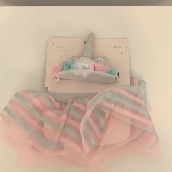 NWT wee tots 2 piece set with shoes unicorn  0-6M - Picture 2 of 7